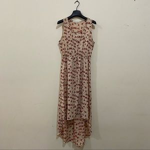 Peaches and Cream Red Bird High Low Maxi Dress